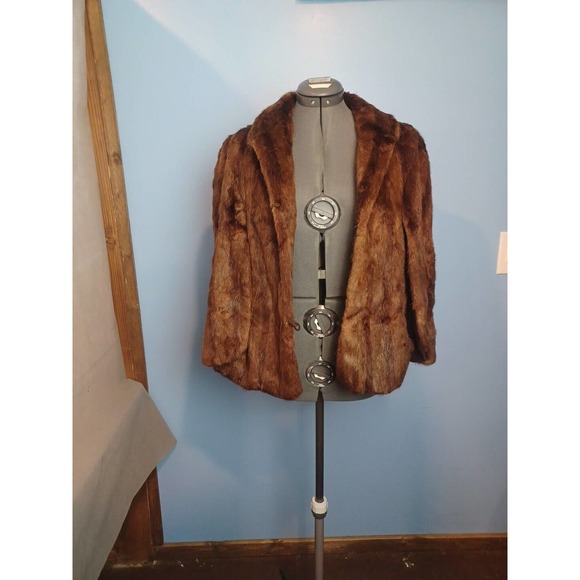 IR Fox New York Striped Fur Wrap Cape Women One Size Brown 1950 - Picture 15 of 15